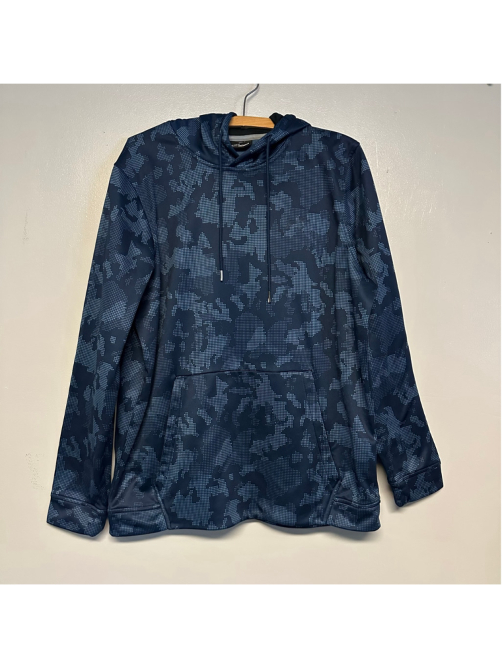 Under Armour ColdGear Hoodie Mens Size Large Blue Black Camo Print